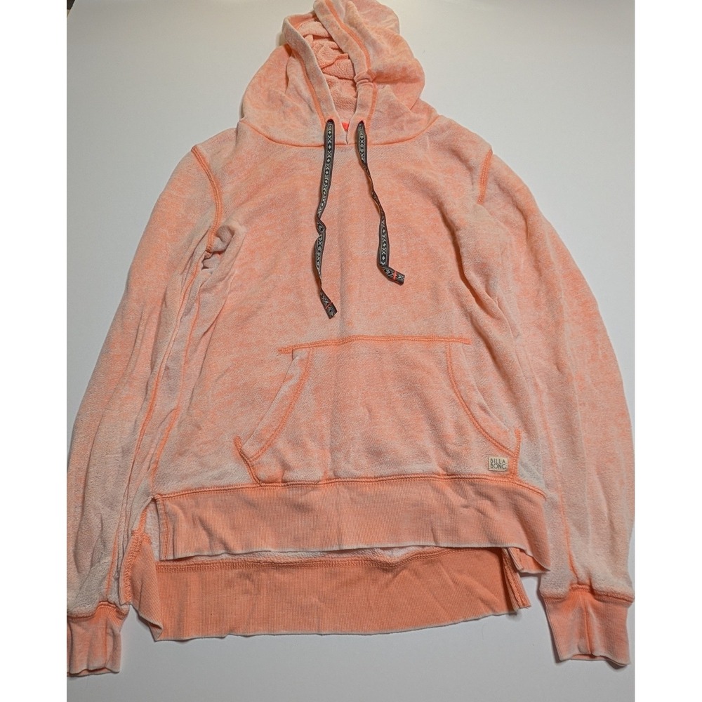 Billabong Womens Peach Burnout Pullover Hoodie Sweatshirt High Low Hem Small